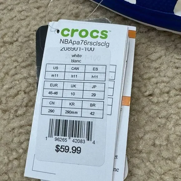 NWT Crocs Blue Red NBA Philadelphia 76ers Classic Clogs Unisex Sz M11.0/W13.0 - Picture 6 of 7